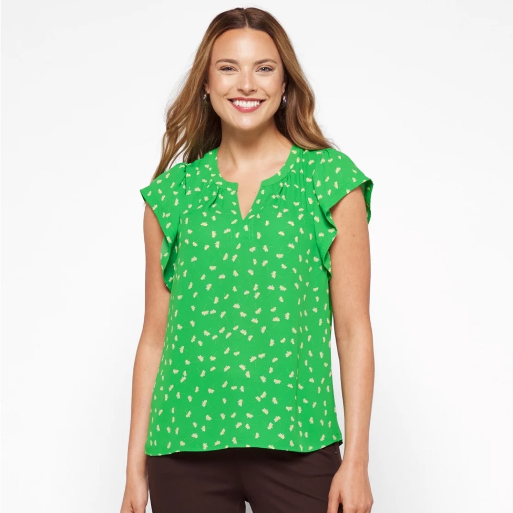 Green Short Sleeve Blouse